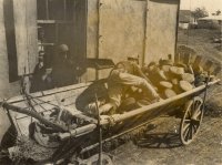 Арба-повозка с молодым мужчиной и булками хлеба. 1931 г. СССР